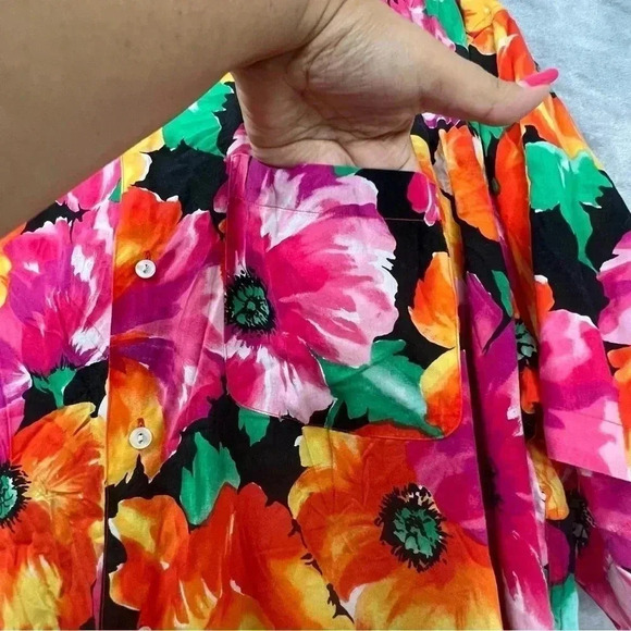 Perry Ellis Vibrant Floral Tulip Button Down Short Sleeves‎ Side Slits Sz XL - Picture 4 of 9